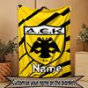 Custom Name Personalized AEK Athens FC Print Blanket, Home Decor, Bedroom, Sofa, Camping, Couch, Gifts for Birthday Christmas