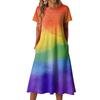 Ladies' Printed Casual and Fashionable Short Sleeved Round Neck Dress