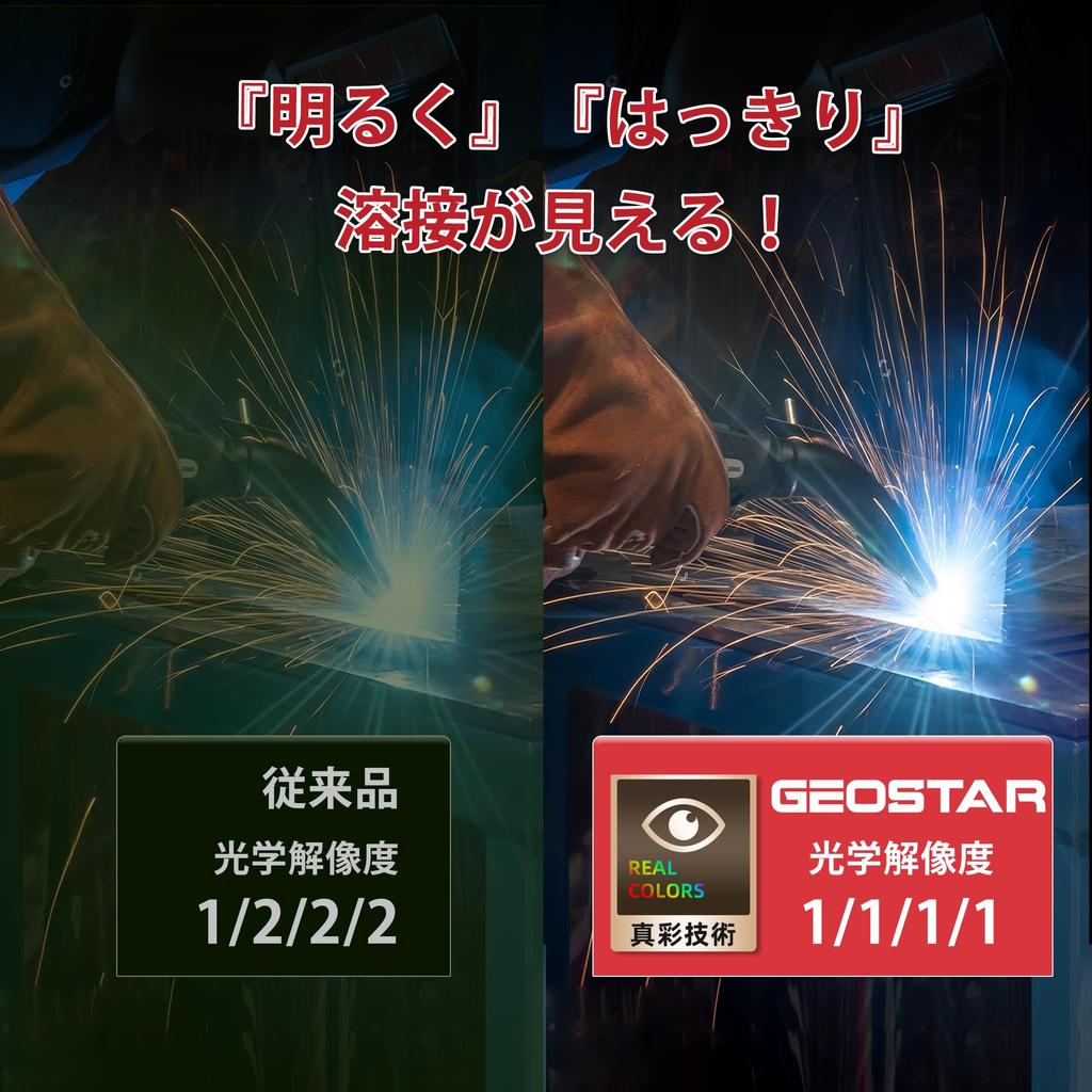 GEOSTAR Welding Mask 2025 Welding Mask with Adjustable Shading Clear Replaceable Solar Compatible with and ARC Welding Auto-Shading "For First-Time