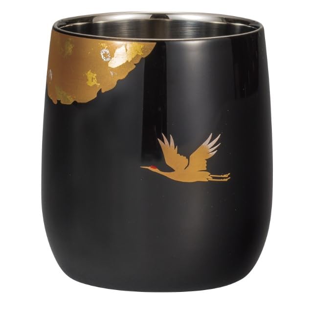 

Maeju Lacquerware Shima Daruma Shiny Double-Layer Cup, Black, 8K-521 чёрный