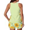 Women Tank Top and Shorts Set Floral Print Sleeveless Athletic Lounge Outfit Lightweight Soft Fabric Casual Wear