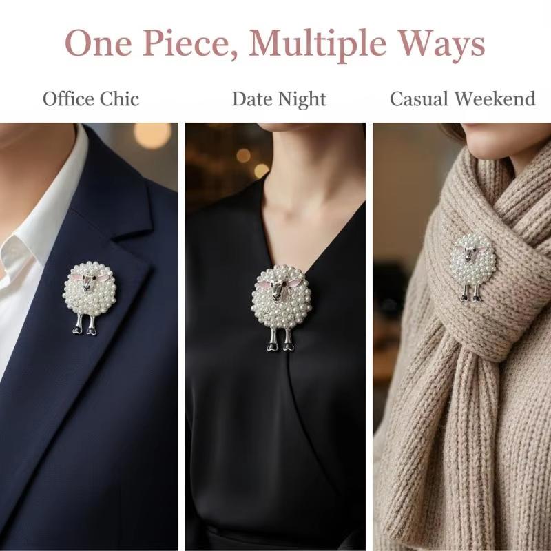 Imitation Pearl Sheep Animal Brooch Pin 1Pcs for Women Elegant Design for Wedding Party Coat Bag Decoration Gift