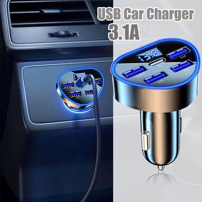 5 Port 66W USB Auto Ladegeräte Typ C Auto Ladegerät Schnelle Lade PD Auto Telefon Ladegerät Adapter Für iphone