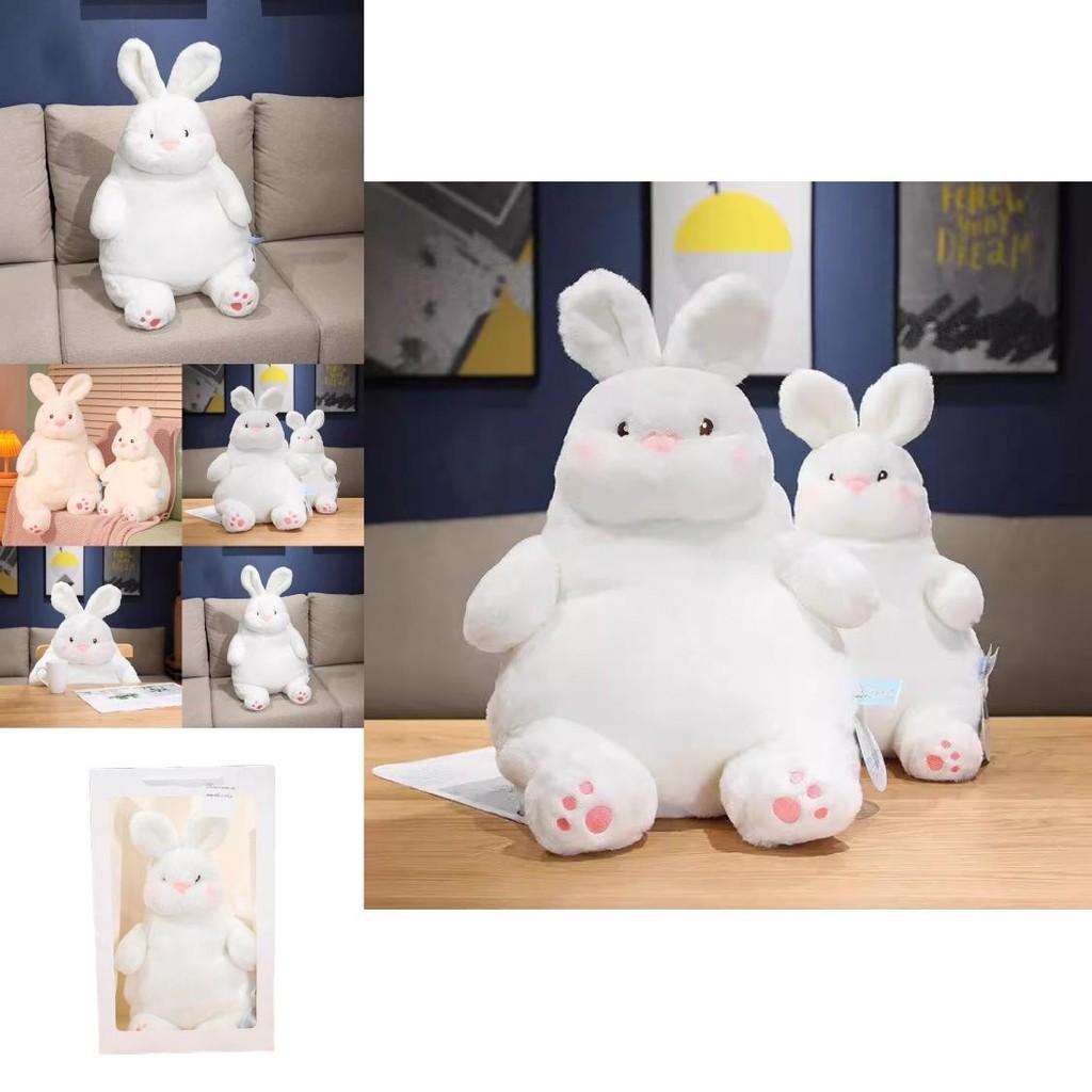 Large Plush White Rabbit Doll Soft Cuddly Lazy Bunny Stuffed Animal For Kids