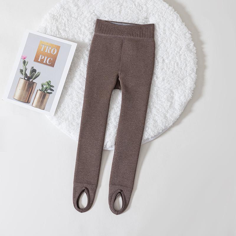 Children's Winter Fleece-Lined Cotton Leggings with Hip-Lifting Lambskin, Warm Nine-Point Design