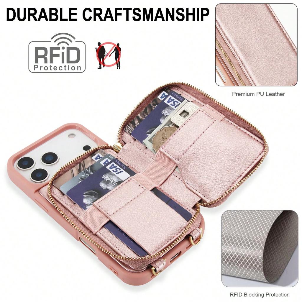 Applicable IPhone17Air Mobile Phone Case Crossbody Apple 17Pro Max Multi-function Mobile Phone Leather Case Zipper Bag
