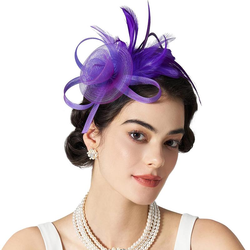 1 Pièce Bandeau Coiffe Plume Ornements de Cheveux Bandeau Élégant pour Femmes Vintage Dames Maille