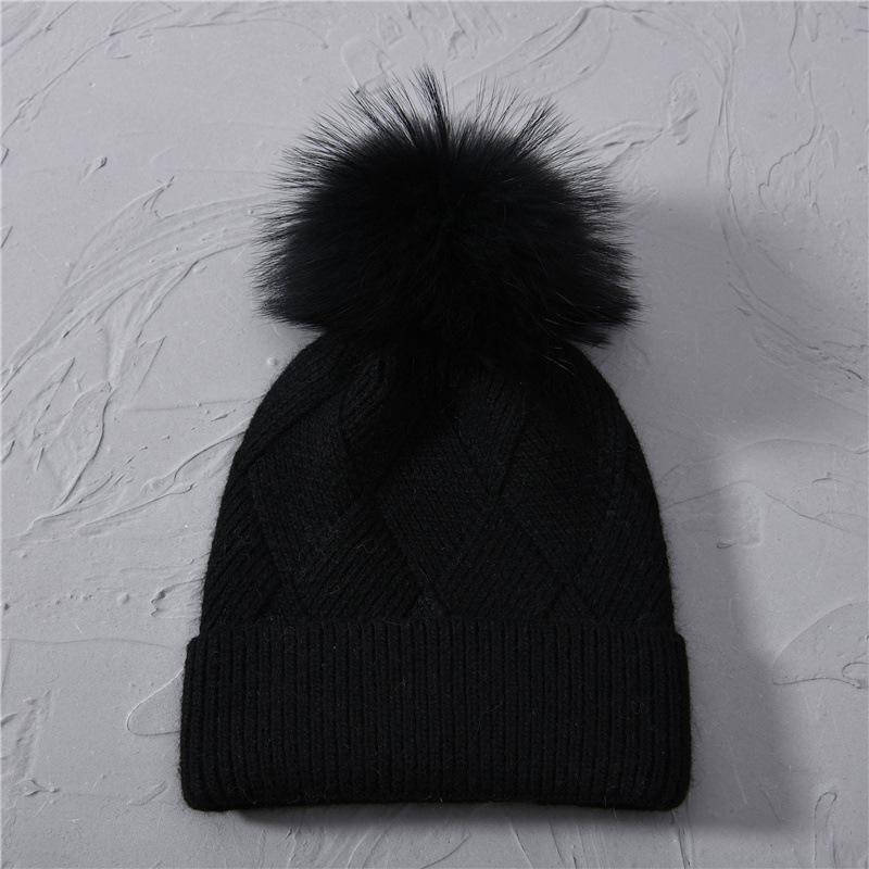 Autumn and winter fine twill wool hat rabbit down rabbit fur hat soft men's and women's warm soft waxy knitted hat