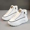 Women's ZY0011 High-Top Sneakers, Autumn 2023, Round-Toe, Thick-Soled, Height-Increasing, Casual Street Style.