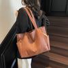 PU Shoulder Bag Women Solid Color Large Capacity Handbag Commuter Tote Bag
