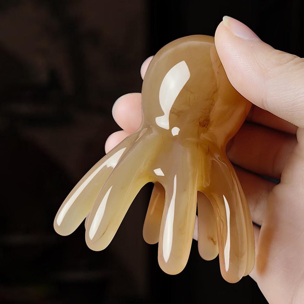 Resin Octopus Massage Comb Head Meridian Scraping Scalp Massager Tool Portable 8-Prong Head SPA Massage Comb For Anti Fatigue