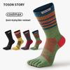 Herren Sportsocken mit hohem Schaft und Fünf-Zehen-Design, Schweißabsorbierend, Geruchshemmend, Frottee-Sohle, für Herbst/Winter