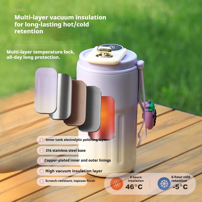 450ML Stainless Steel Thermo Water BottleDisplay Temperature Coffee Cup Insulated Cup Vacuum Cup Keep Cold and Hot Thermal Mug