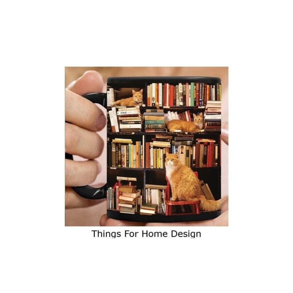 Bookshelf Ceramic Coffee Mark Cup Tea Cup Library