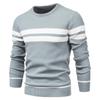 Men's European Fit Striped Round Neck Sweater for Autumn/Winter
