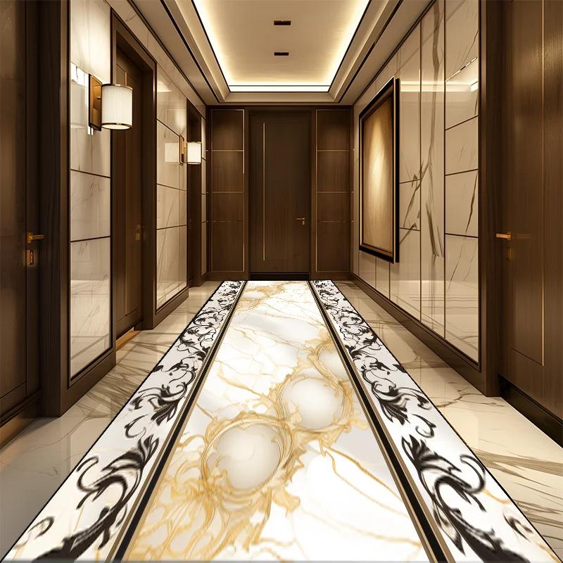 Luxuriöser Gold Flur Teppich Rutschfest Waschbar Läufer Durchgang Weicher Teppich Außen Gang Die Lange Diele Matte Anpassbar