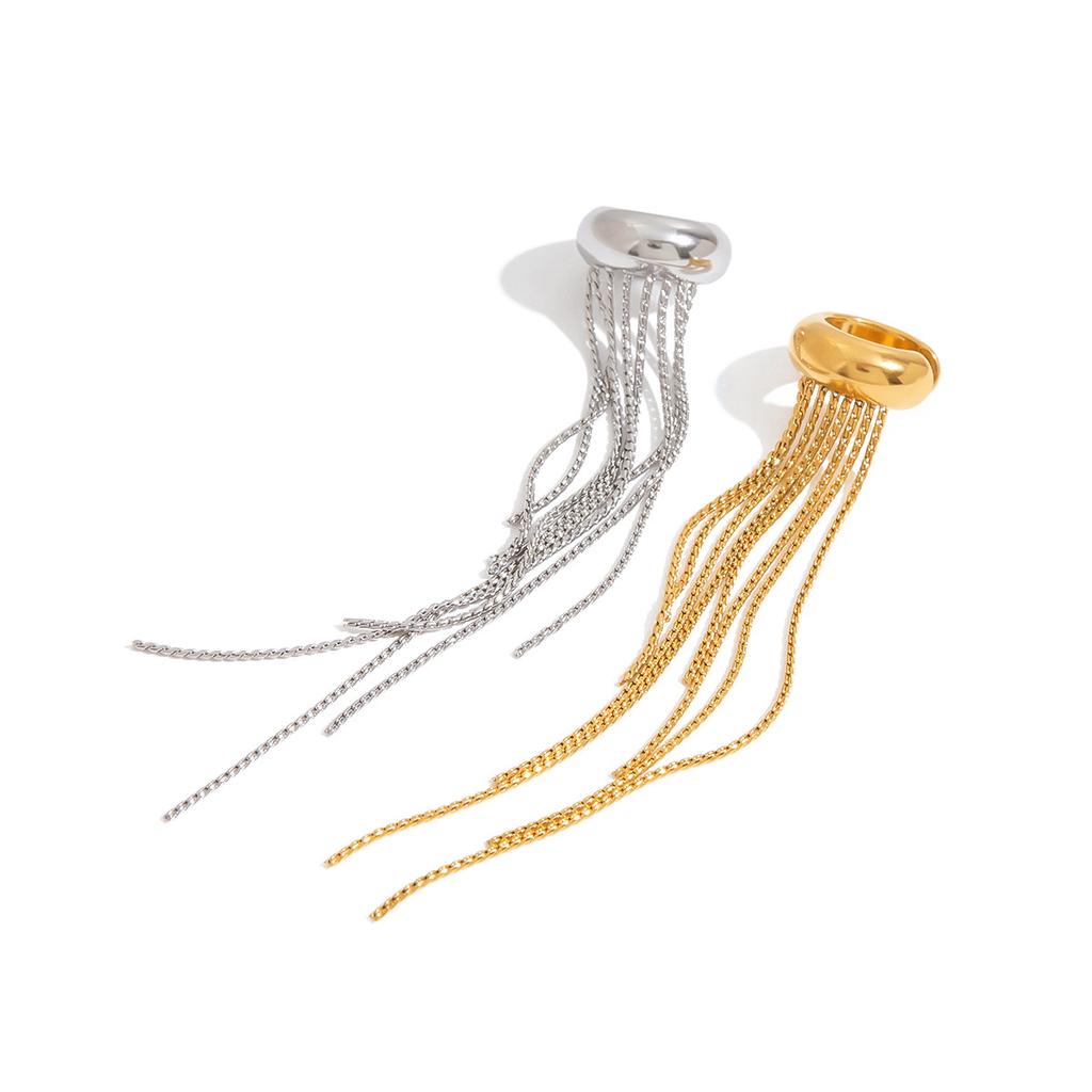 Luxury Tassel Ear Cuffs For Non Pierced Ears Titanium Steel Fashion Jewelry With Premium Elegance