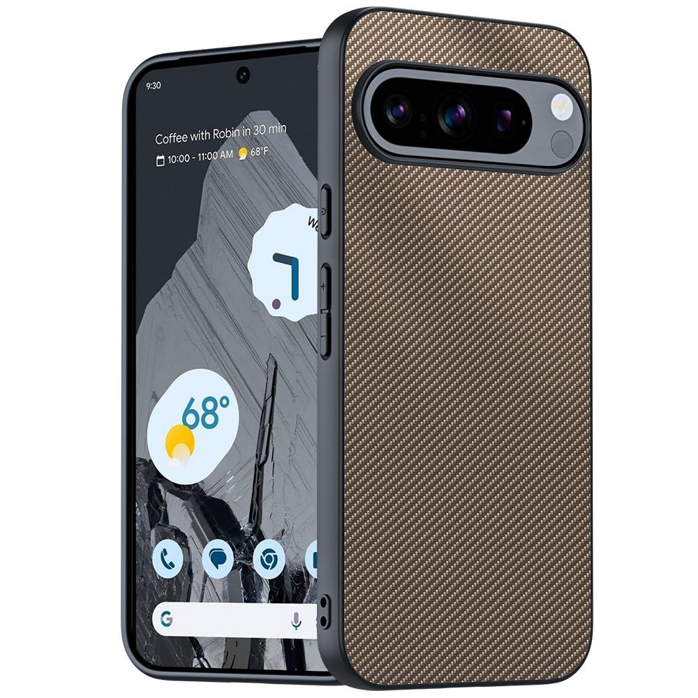 

Для Google Pixel 9 Pro/Pixel 9 Чохол Текстура вуглецевого волокна Тонка задня кришка з ПУ шкіри E