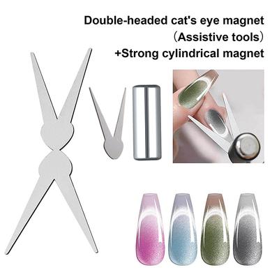 Sada magnetů pro francouzskou manikúru s dvojitou hlavou, kombinace magnetické tyčinky Cat Eye, magnet pro gelový lak na nehty s V-tvarem, manikúra DIY