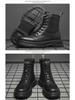 Men's Winter Cotton Fleece-Lined Martin Boots: High-Top, Thick-Sole British Style Workwear Shoes for Snow.