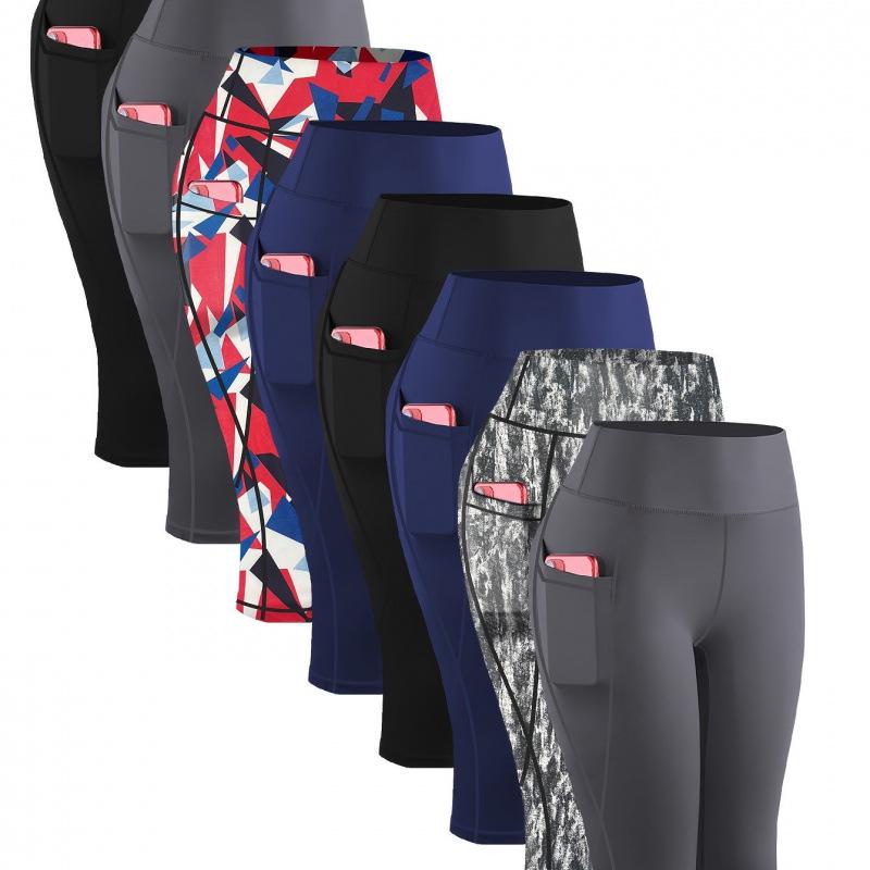 

2025 Women s Plus Size 8-Piece High-Waisted Yoga Leggings - New European & American Styles 1XL