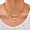 Vintage Square Zirconia Pendant Necklace for Women, Multi-layer Stainless Steel Choker, Elegant Party Jewelry Gift