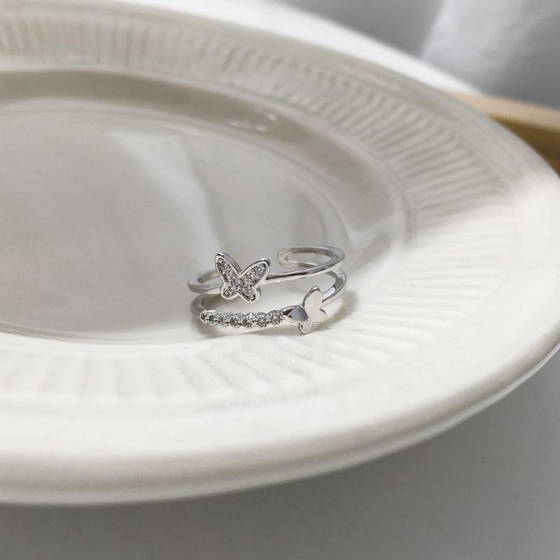 Ring Women'S Niche Design Silver Micro-Set Diamond Index Finger Ring Korean Niche Design Japanese Light Luxury Ring
