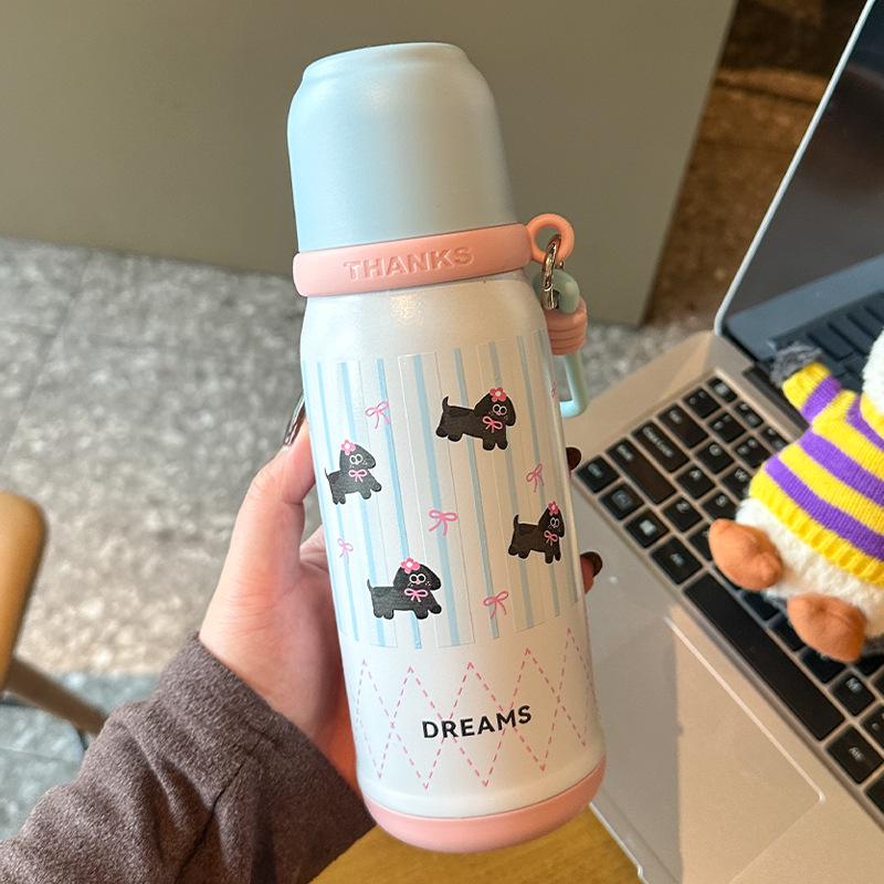 Cartoon Insulated Stainless Steel Cup – Cute, Portable Water Bottle for Students, Ideal for Autumn and Winter.