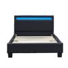 Angel - Solid and Comfortable Bed 90x200 with Base Headboard with LED Lighting BLACK Color Feet In 10 Cm