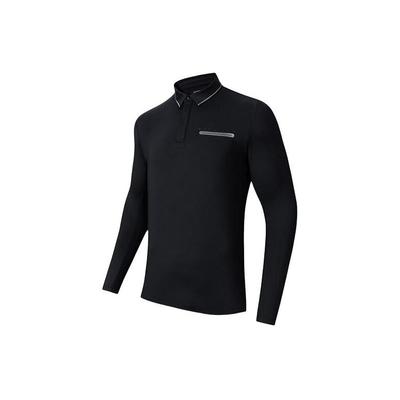 Trainingsserie Unifarben Antibakterisch Sportlich Lässig Langarm Poloshirt Herren Oberteile Schwarz 152417401-3