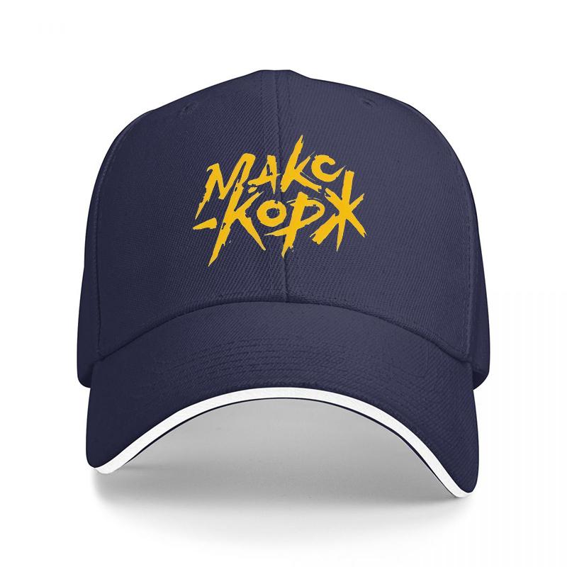 

MAKC KOPX Logo Black Baseball Cap with Bold Yellow Design Streetwear Style Adjustable Hat for Urban Fashion Enthusiasts Adjustable