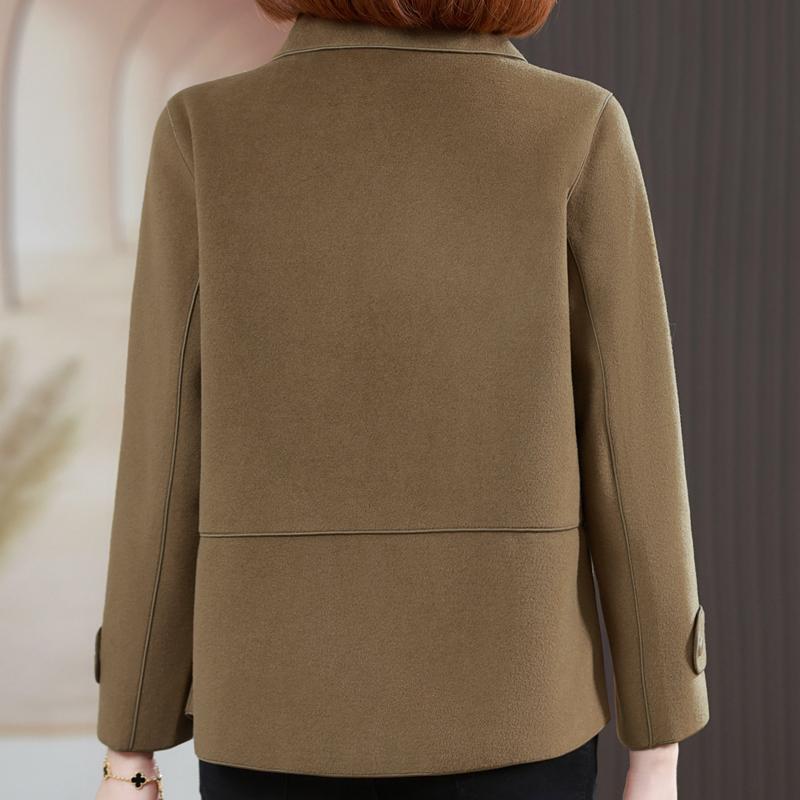 Middle Age Women's Wool & Blends Coats Plus Size Autumn Elegant Loose Outerwears Lady Jackets