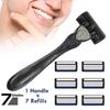 Men's Waterproof Manual Razor Seven Layer Stainless Steel Blade Classic Shaving No Skin Irritation Old School Shaver Heads
