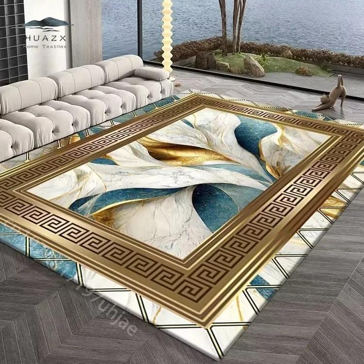 Golden Abstract Luxury Carpet for Bedroom Large Area Rugs Sofa Side Carpets Living Room Soft Flannel Lounge Floor Mat Decoration