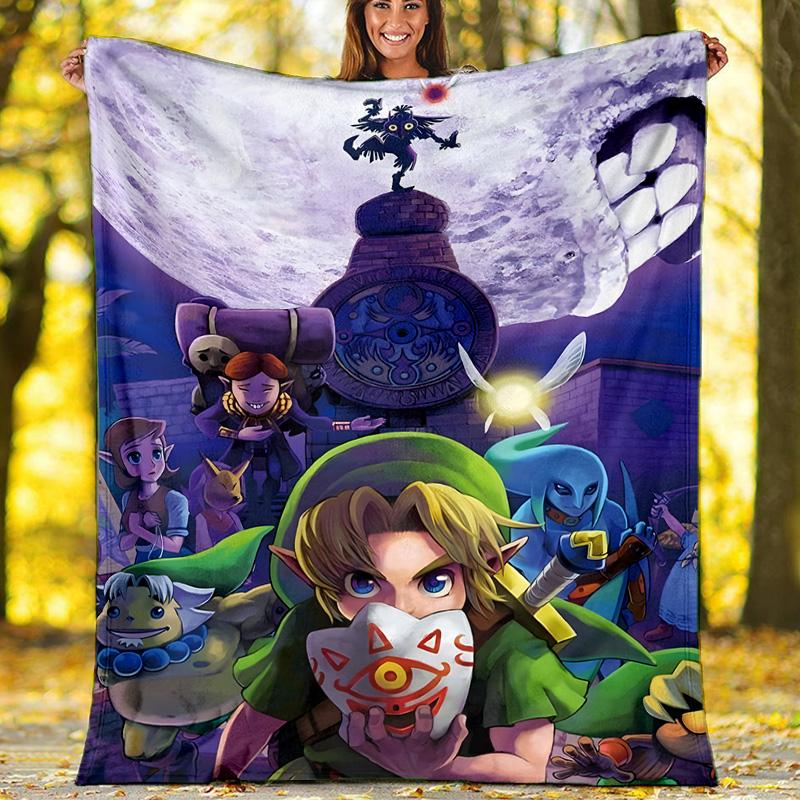 1pc Game Zelda Theme Blanket - Digital Print, Polyester, Cozy for All Seasons, Perfect for Outdoor, and Travel