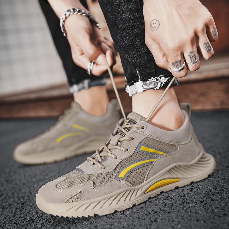 Summer Men Sandals Handmade Genuine Leather Shoes Man Outdoor Antiskid Beach Sandals Breathable Mesh Shoes Men Sandals Lightwei