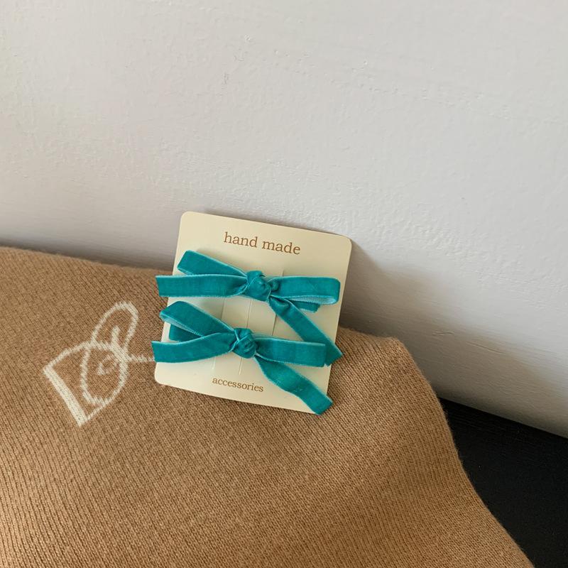 2Pcs Korean Colorful Velvet Bow Hairpin Hairgrip Hair Clips for Girls Women Vintage Long Ribbon Hair Clip Hair Accessories