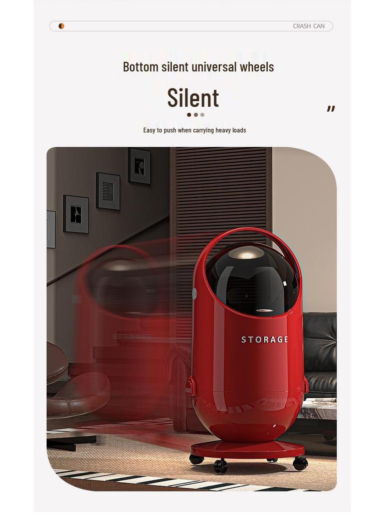 High-End Large Capacity Trash Can with Lid & Wheels for Home: Living Room, Bedroom, Kitchen - No Need To Bend Over, Easily Movable Paper Basket.