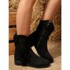 Fringe Boots Women's Winter 2025 New Plus-size British-style Thick-heeled V-mouth Booties