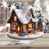Decor de masă acrilic 2D colorat Casă de zăpadă de Crăciun Sat de familie Statuetă miniaturală Cadou cu tematică casă de sărbători