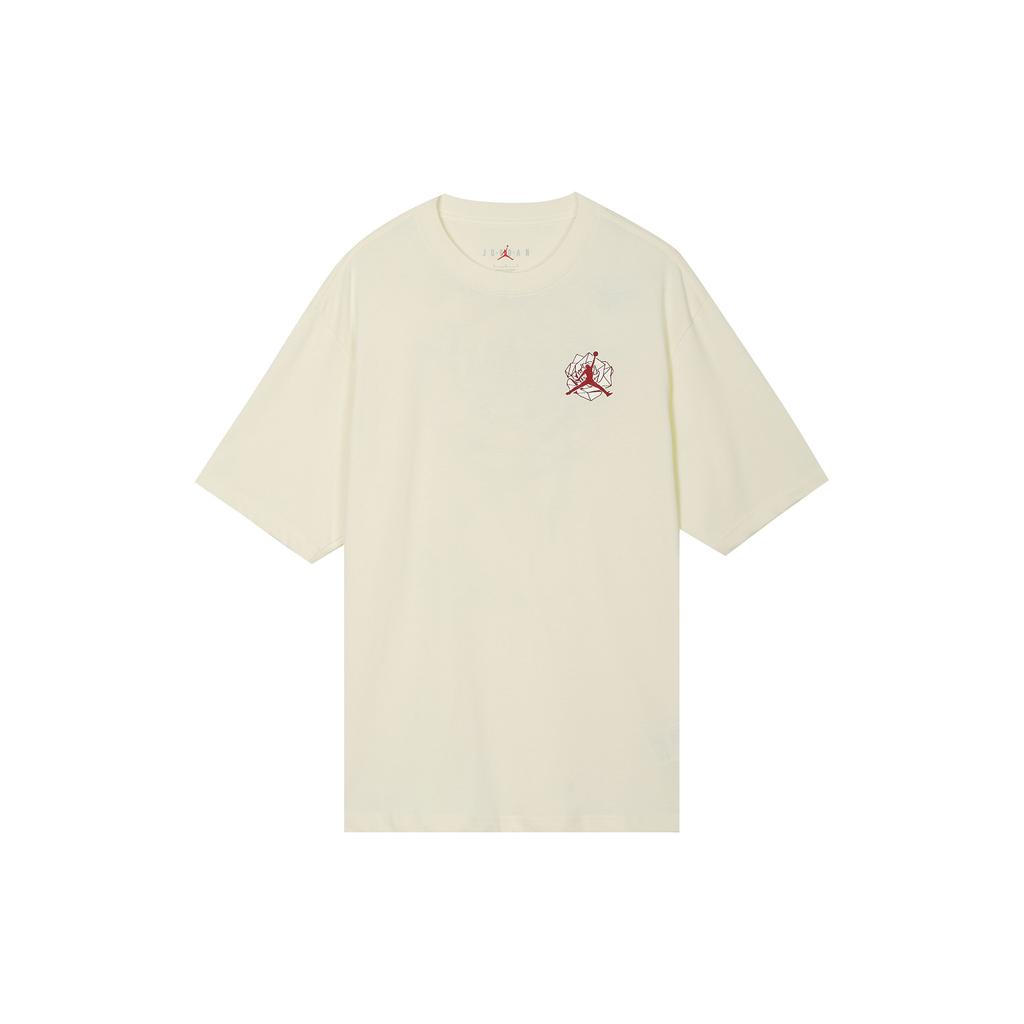 Jordan X Teyana Taylor Capsule Vintage Logo Rose Embroidered Tee (Asia Edition) Women Tops Beige FB2641-113