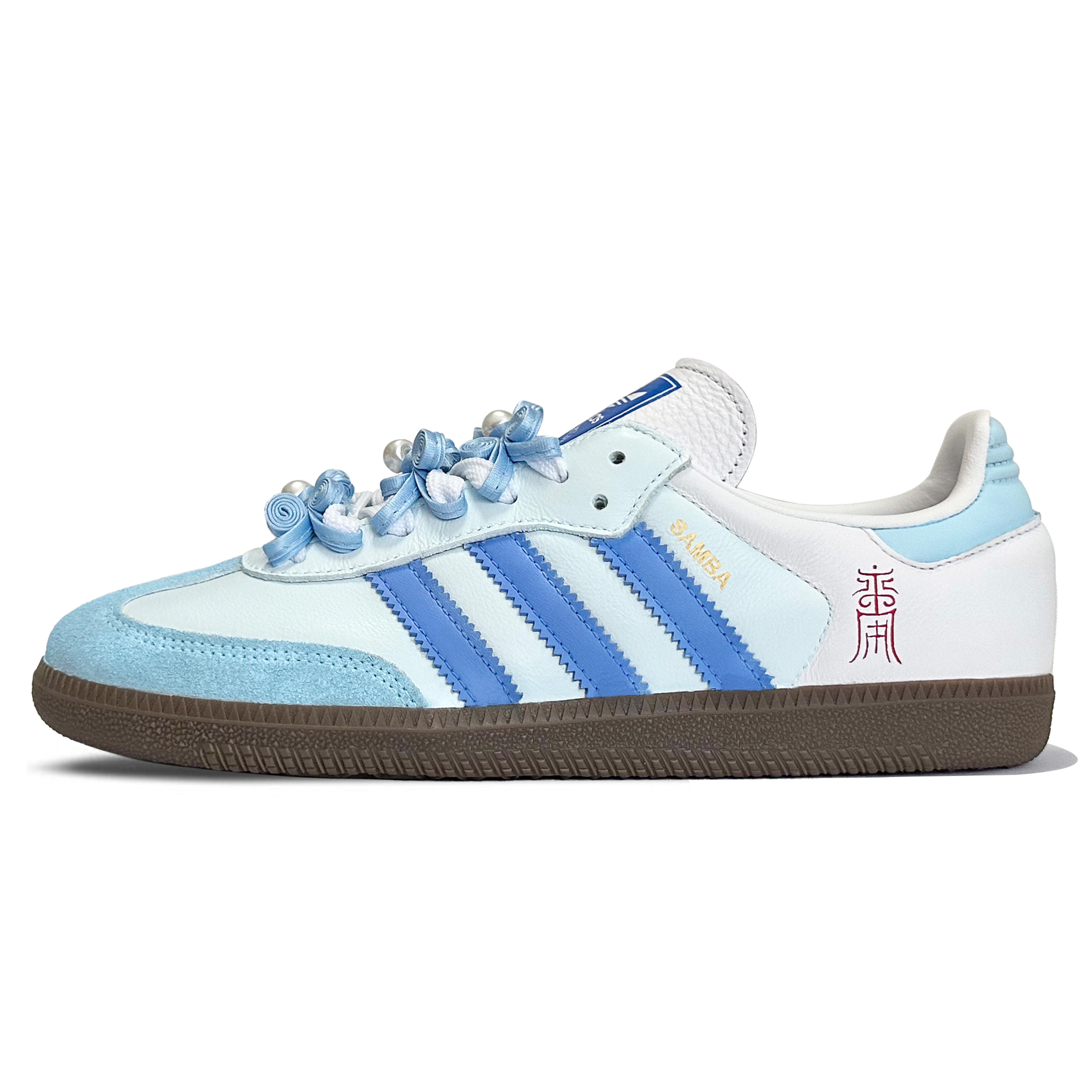 

Adidas Originals SAMBA OG Moon Mail, Day And Night Lightweight Anti Slip Low top Skateboard Shoes Unisex Sky Blue B75806(TeamK-) 40