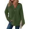 Women's Fashion Long Sleeve Drawstring Hooded Button V-Neck Casual Hooded Sweatshirt Top