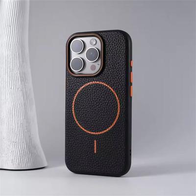 Kožené pouzdro Magsafe Retro Lichee Pattern pro iPhone 13 11 12 14 15 16 Pro Max 16 Plus měkký originální kryt pro bezdrátové nabíjení