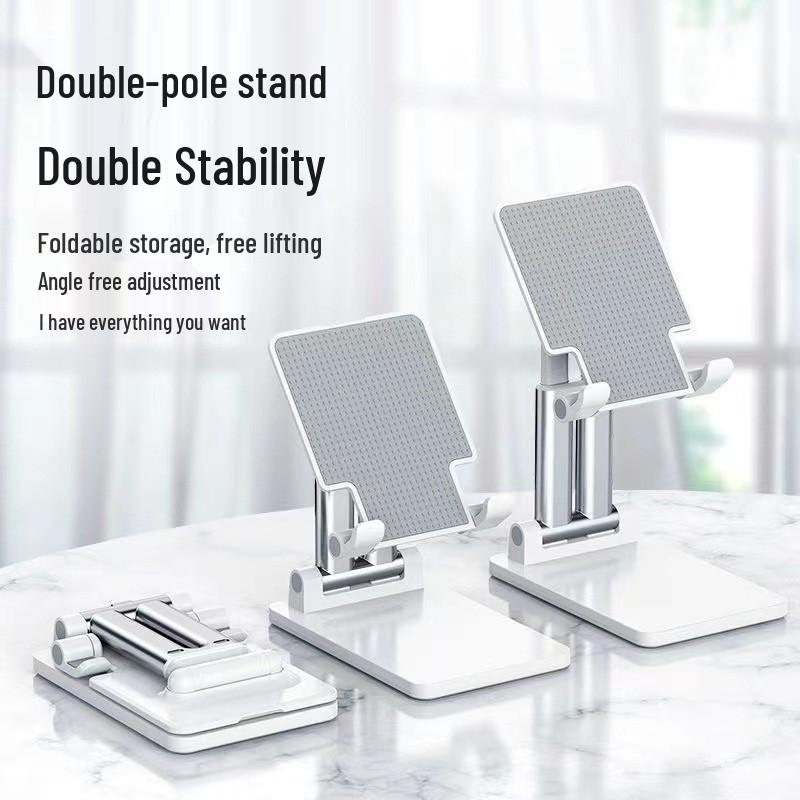 

Telescopic Folding Desktop Stand for Phone & Tablet - Multi-functional Live Broadcast & Photography Holder K3 Double Bar Stand [White]