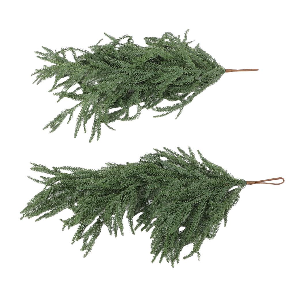 2 Pcs Norfolk Pine Teardrop Swag 26.77 Inch Length Plastic Artificial Pine Needle Teardrop Wreath for Home Decoration