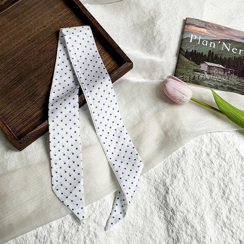 

Роскошный узкий женский короткий шелковый шарф в горошек, узкие шарфы, повязка для волос, женская маленькая сумка, ручка, лента, галстук, платок, полоска для волос 6x86cm