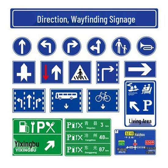 Traffic and Road Signage: Signposts, Parking Lot, Height & Speed Limits, Highway Warnings, Anti-Collision Signs