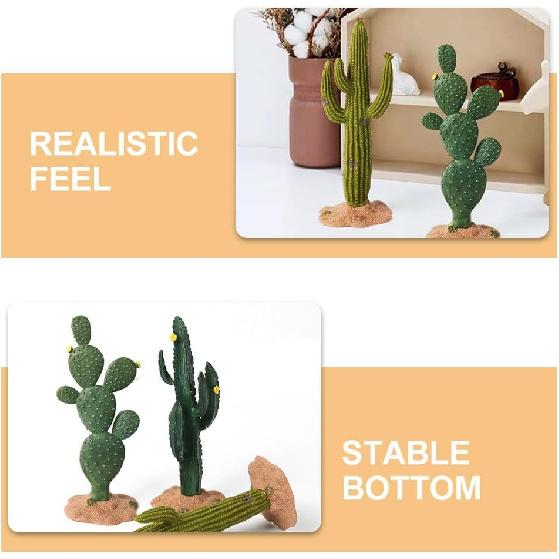 Luxshiny 3pcs Green Simulated Cactus Artificial Sand Decor Faux Succulent Decor Fake Cacti Plants Figurine Table Ornament Centerpieces for Home