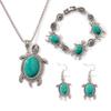 Vintage Exotic Fashionable Turquoise Turtle Necklace Set Three Pieces Bracelet Jewelry Earrings